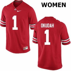 NCAA Ohio State Buckeyes Women's #1 Jeffrey Okudah Red Nike Football College Jersey RRZ4045AA